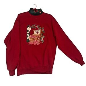 VTG Gopher Sport Sweatshirt Womens L Red Pullover Country Bushels of Apples 90s